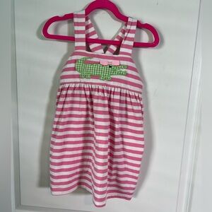 Classic Whimsy Pink Striped Alligator Smocked Dress size 5 | Vacation Coastal